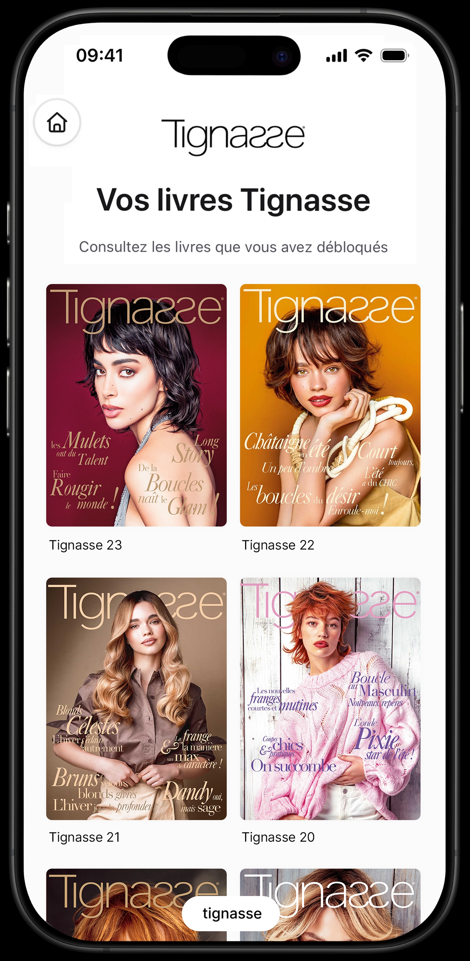 Aperçu de l'application — feuilleter les livres